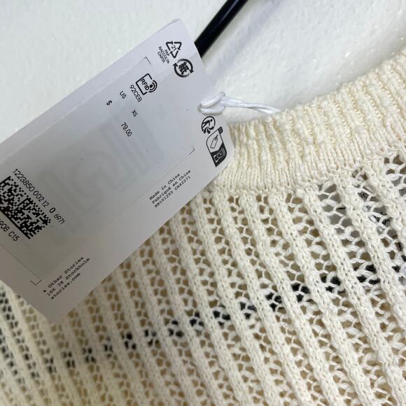 Stockholm Atelier & Other Stories Knit Top Womens XS Cream Pullover Short Sleeve - Picture 7 of 11